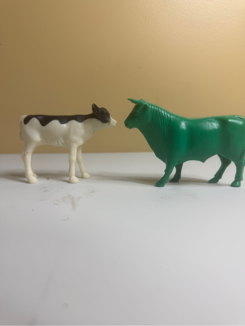 Vintage Plastic Farm Animals Lot NYLINT Calf 3” & Green Bull 3.25” 1950s-1980s